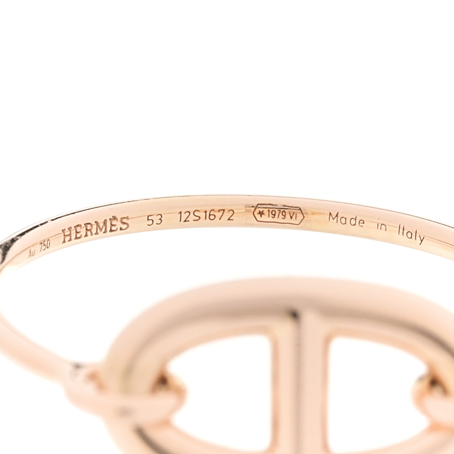 Hermes 18K Rose Gold PM Rondo Ring 53 6.25