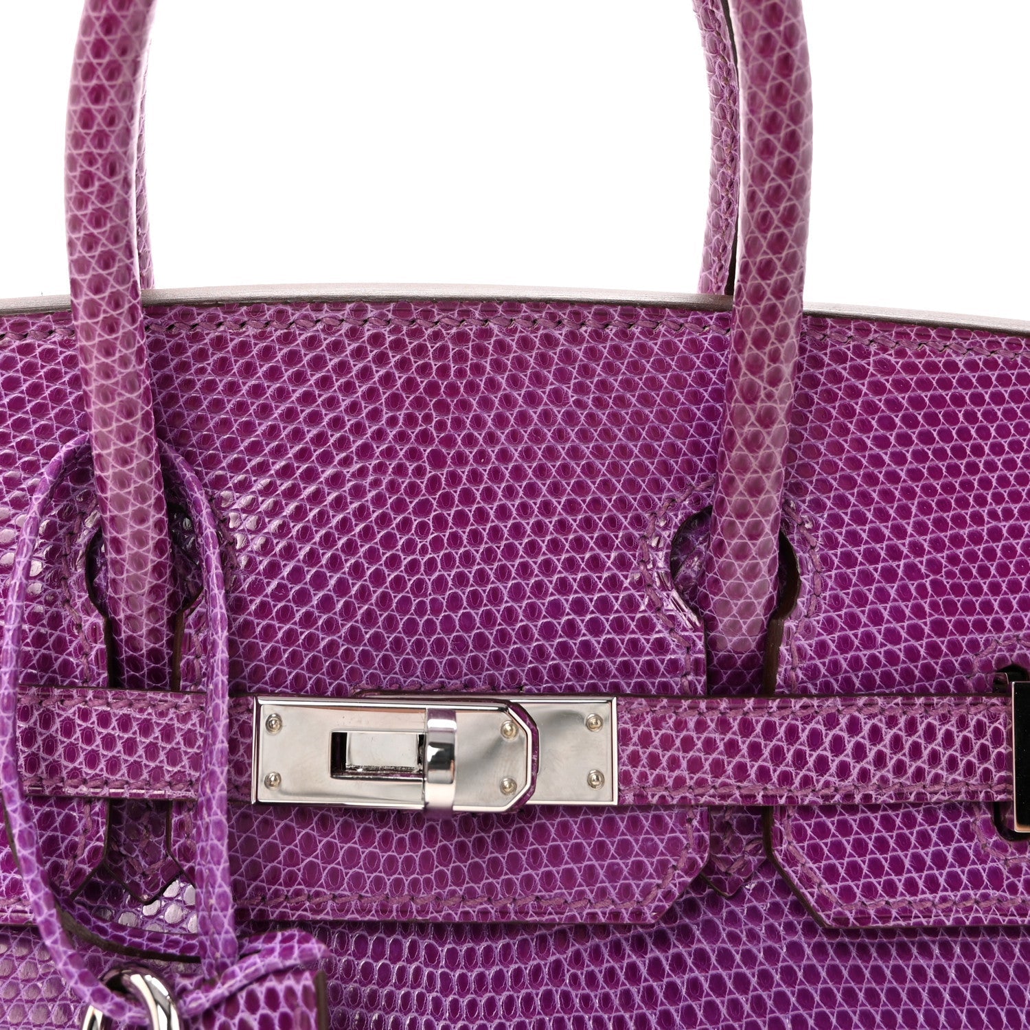 HERMES BIRKIN 25 VIOLET LIZARD SILVER HARDWARE