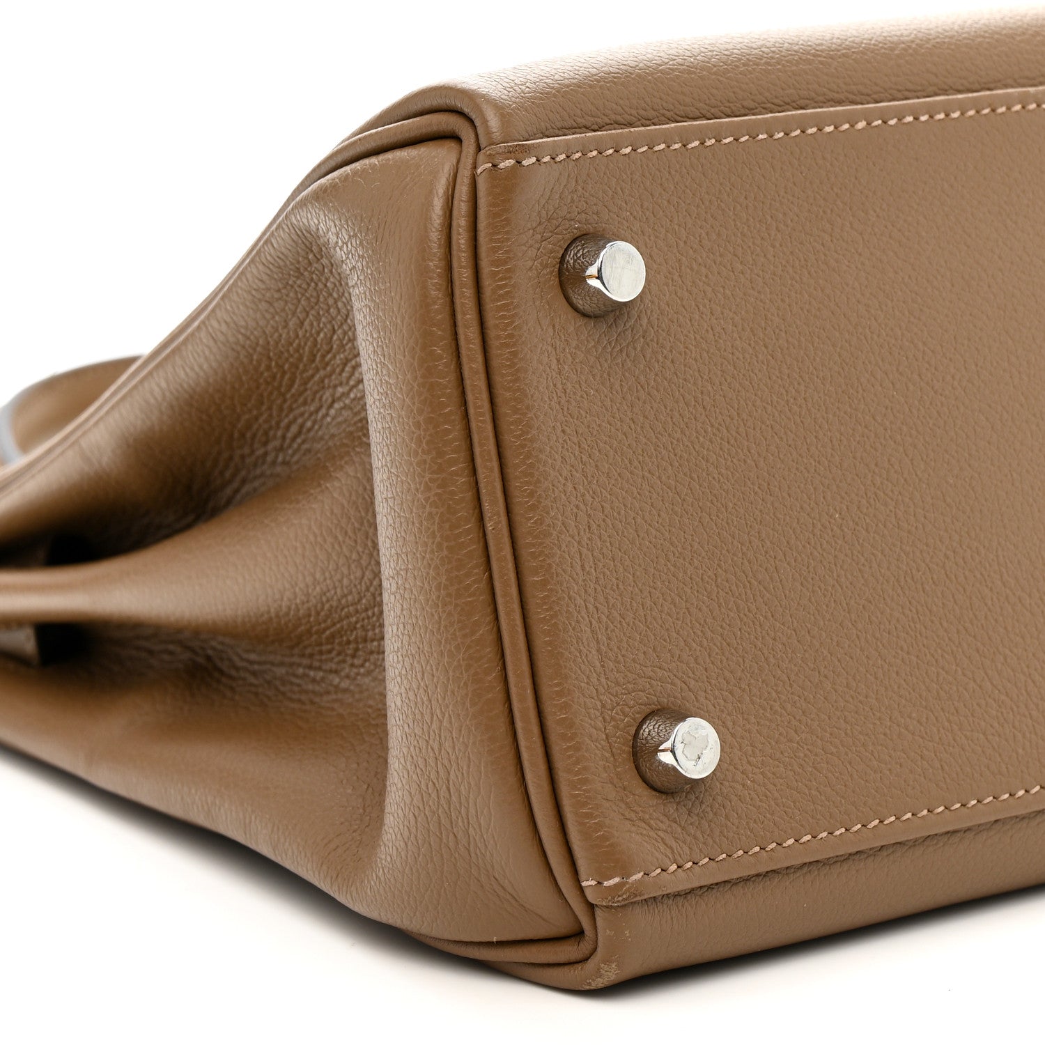 HERMES KELLY 28 RETOURNE BEIGE DE WEIMAR EVERCOLOR SILVER HARDWARE