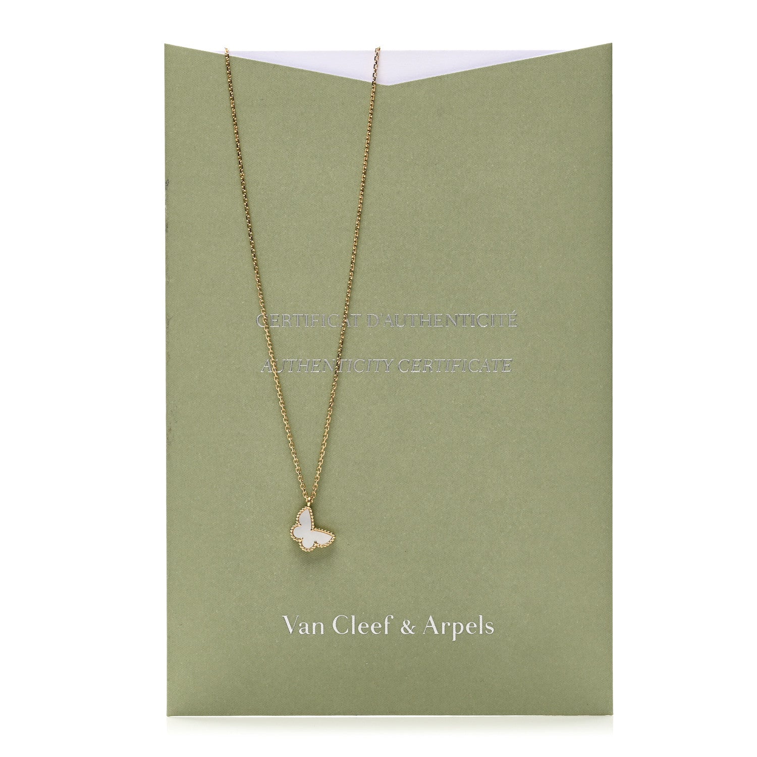 VAN CLEEF & ARPELS 18K YELLOW GOLD MOTHER-OF-PEARL SWEET ALHAMBRQA PENDANT NECKLACE
