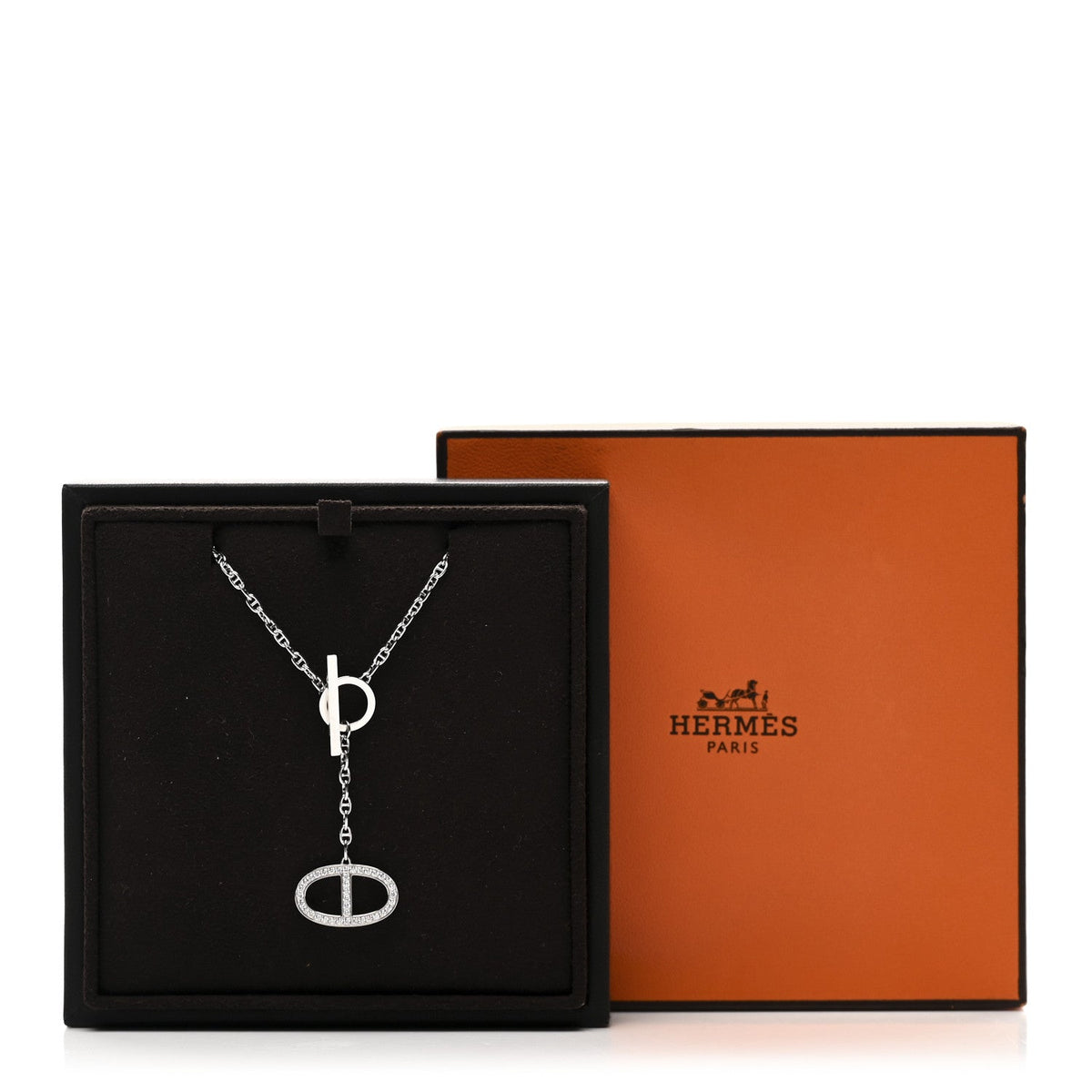 エルメス シェーヌダンクル ペンダントネックレス 18K ホワイトゴールド ダイヤモンド HERMES CHAINE D'ANCRE PENDANT NECKLACE 18K WHITE GOLD DIAMOND