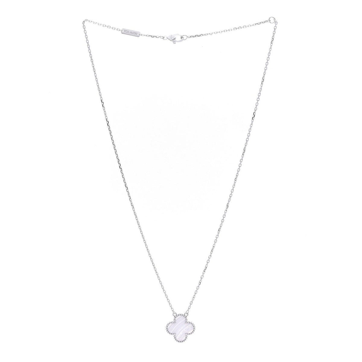ヴァンクリーフ&アーペル ヴィンテージアルハンブラ ペンダントネックレス カルセドニー 18K ホワイトゴールド VAN CLEEF & ARPELS VINTAGE ALHAMBRA PENDANT NECKLACE CHALCEDONY 18K WHITE GOLD