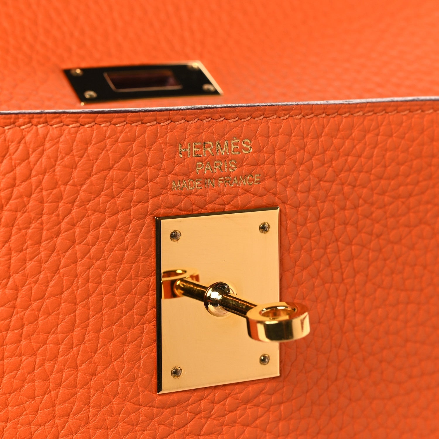 HERMES KELLY 35 RETOURNE ORANGE TAURILLON CLEMENCE GOLD HARDWARE