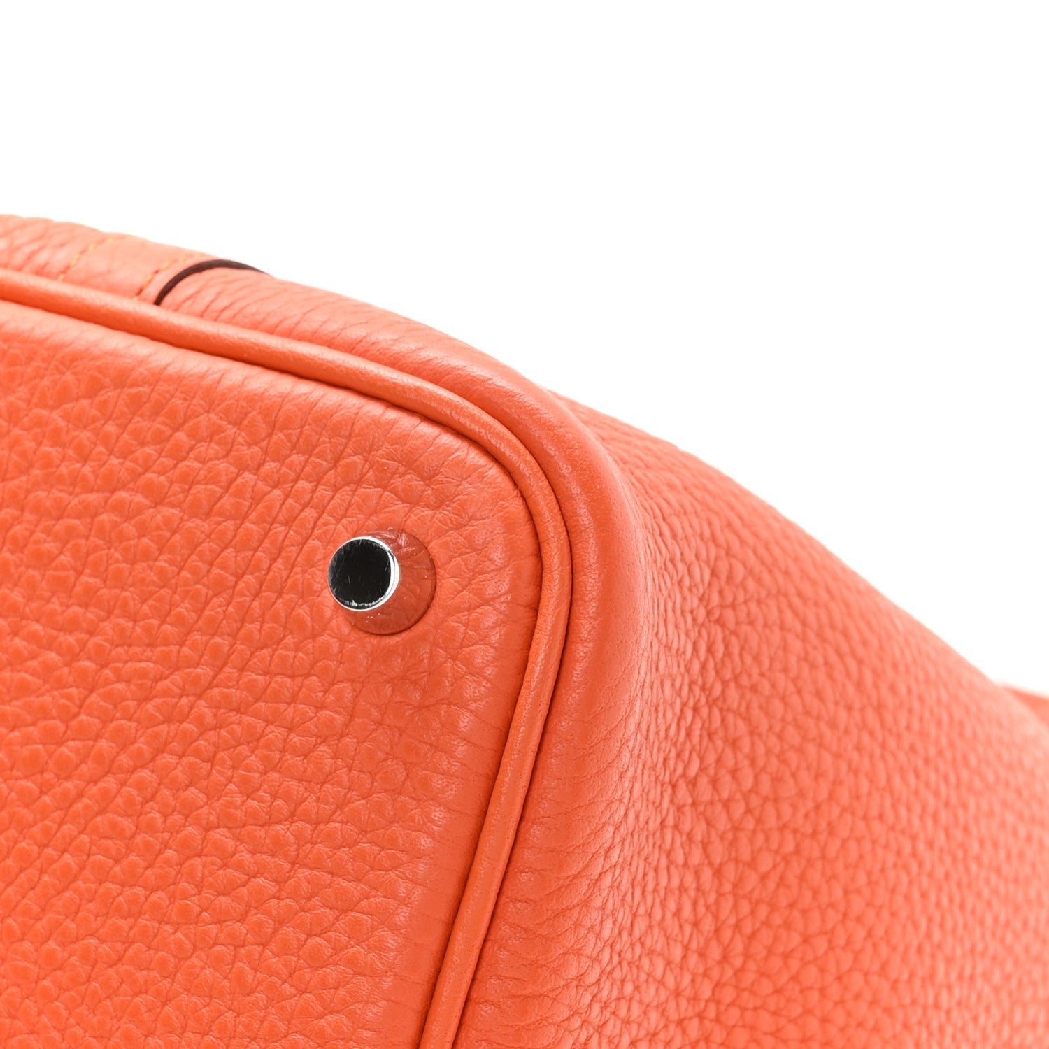 HERMES PICOTIIN LOCK PM 18 ORANGE POPPY TAURILLON CLEMENCE SILVER HARDWARE
