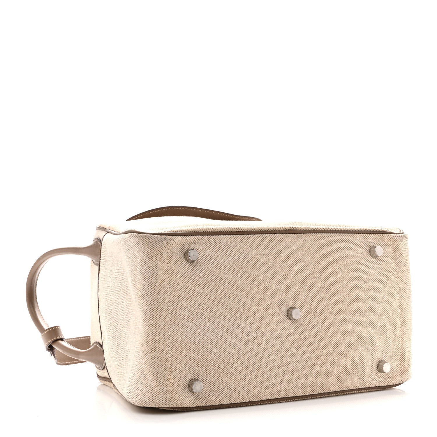 HERMES LINDY 30 ECRU ETOUPE SWIFT / TOILE SILVER HARDWARE