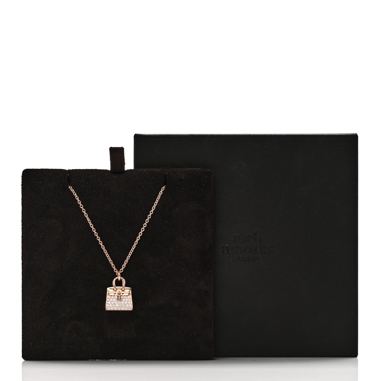 エルメス 18K ローズ ゴールド ダイヤモンド バーキン アミュレット ペンダント ネックレス