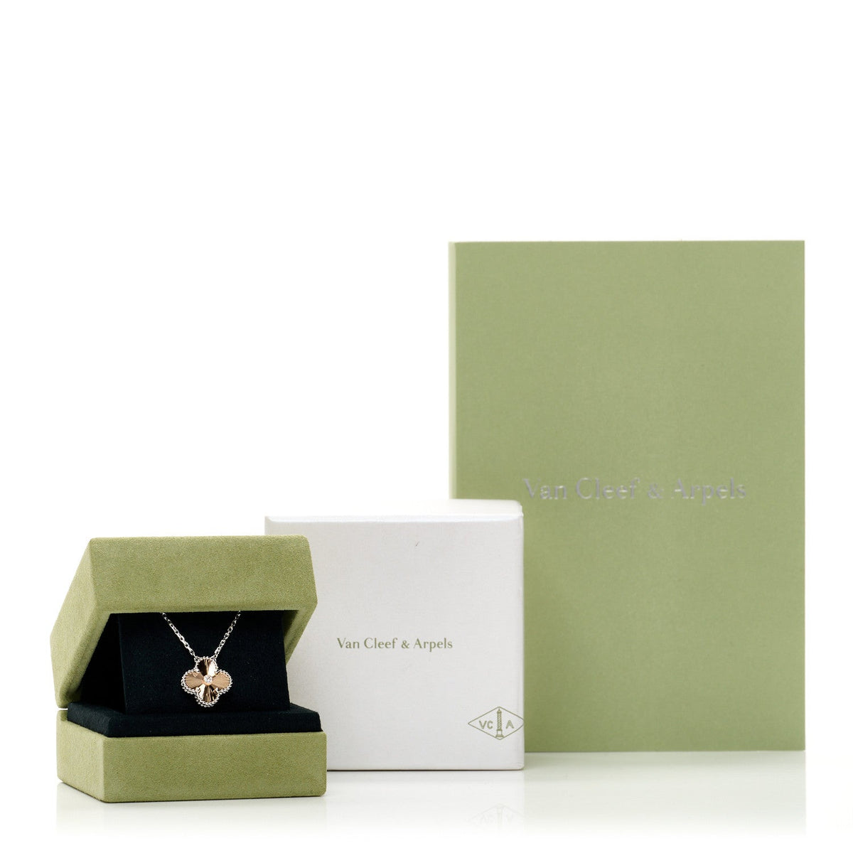 Van Cleef & Arpels Vintage Alhambra Pendant Necklace Multicolor 18K Rose Gold
