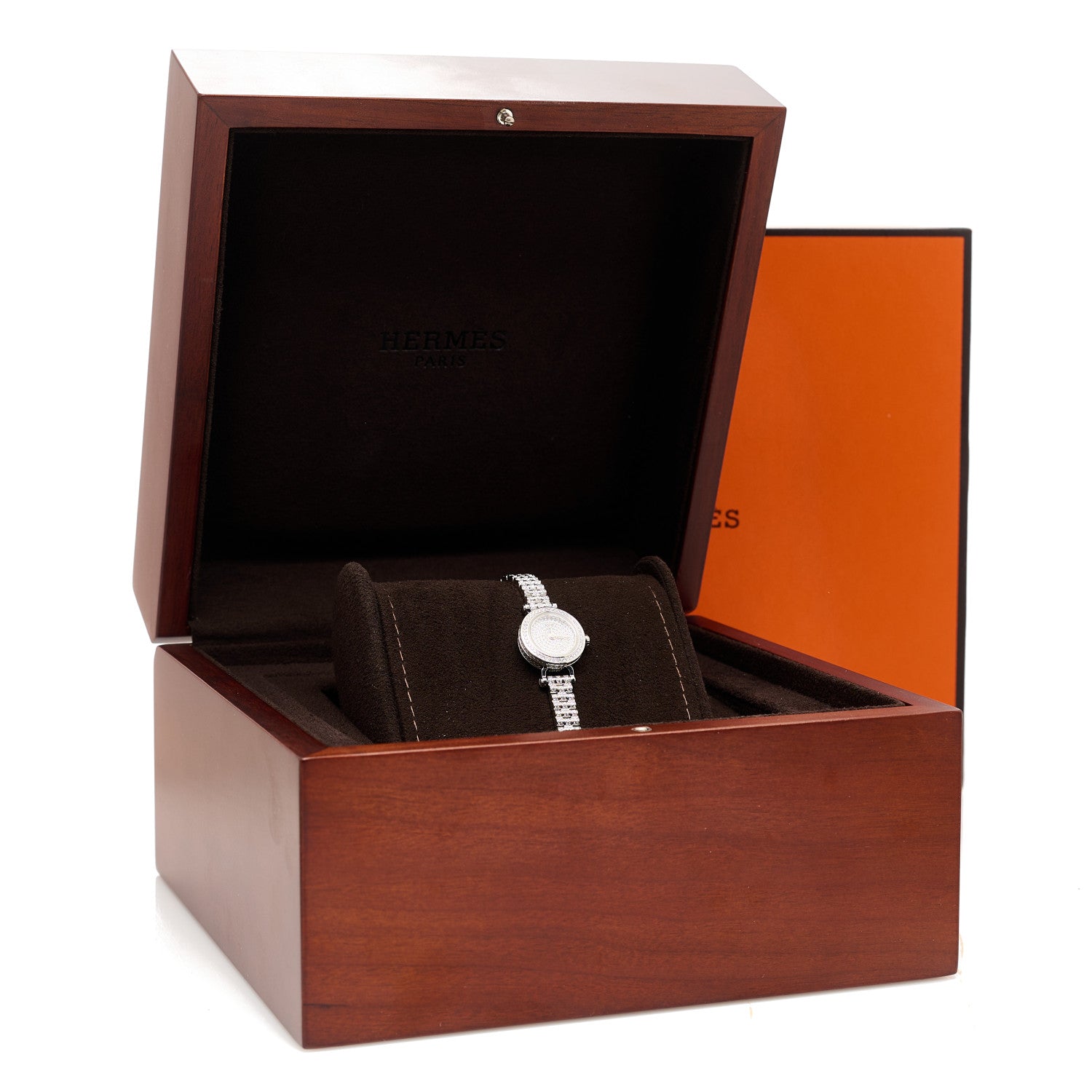 Hermès 18K White Gold Diamond-Paved 16mm Faubourg Quartz Watch