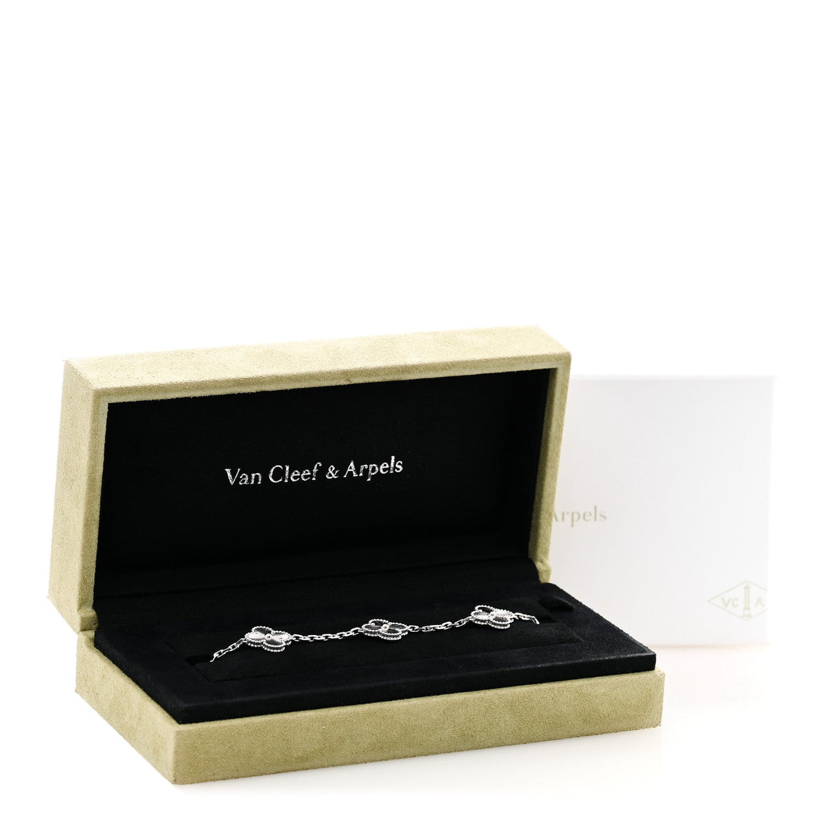 ヴァンクリーフ&アーペル ヴィンテージアルハンブラ 5モチーフ ブレスレット ギョーシェ 18K ホワイトゴールド VAN CLEEF & ARPELS VINTAGE ALHAMBRA 5 MOTIFS BRACELET GUILLOCHÉ 18K WHITE GOLD