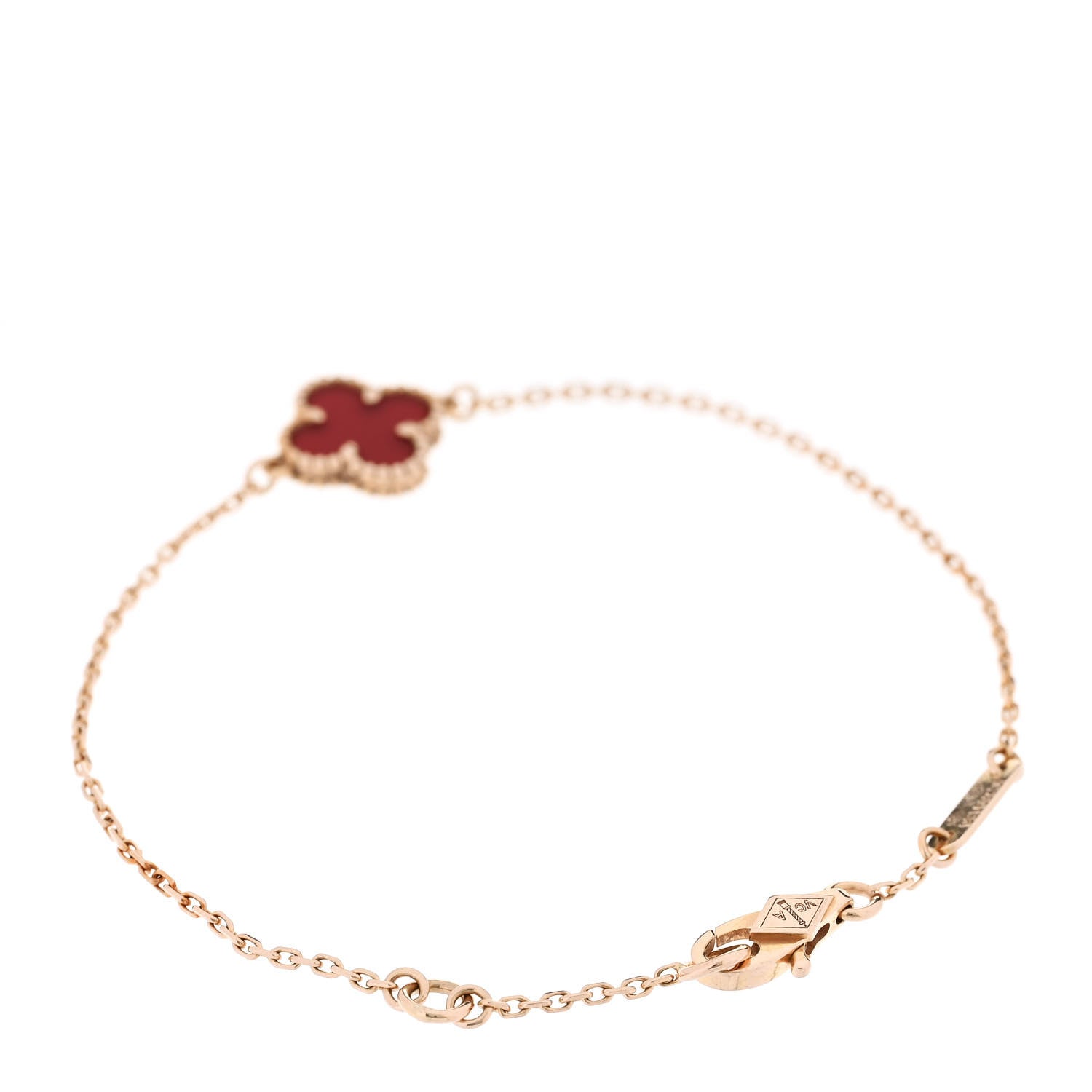Van Cleef & Arpels Carnelian Sweet Alhambra Bracelet 18K Rose Gold