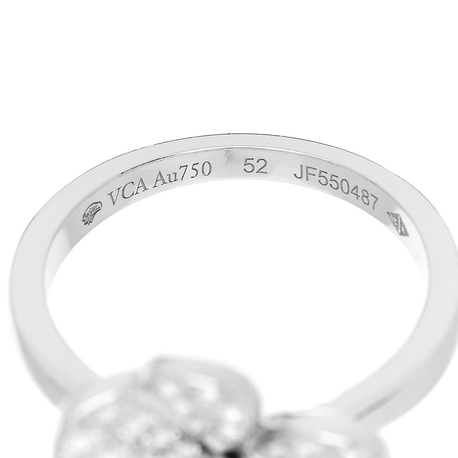 Van Cleef & Arpels 18K White Gold Diamond Small Frivole Ring 52 6