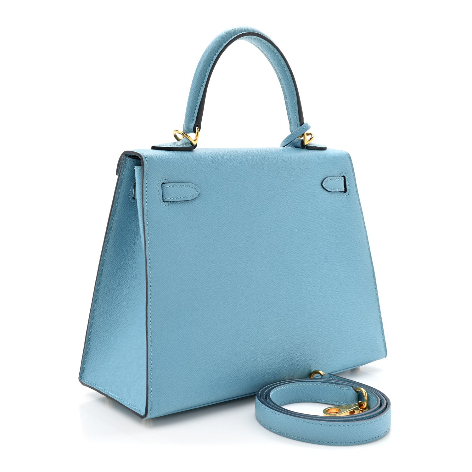 HERMES KELLY 25 SELLIER BLEU DU NORD MADAME CALFSKIN GOLD HARDWARE