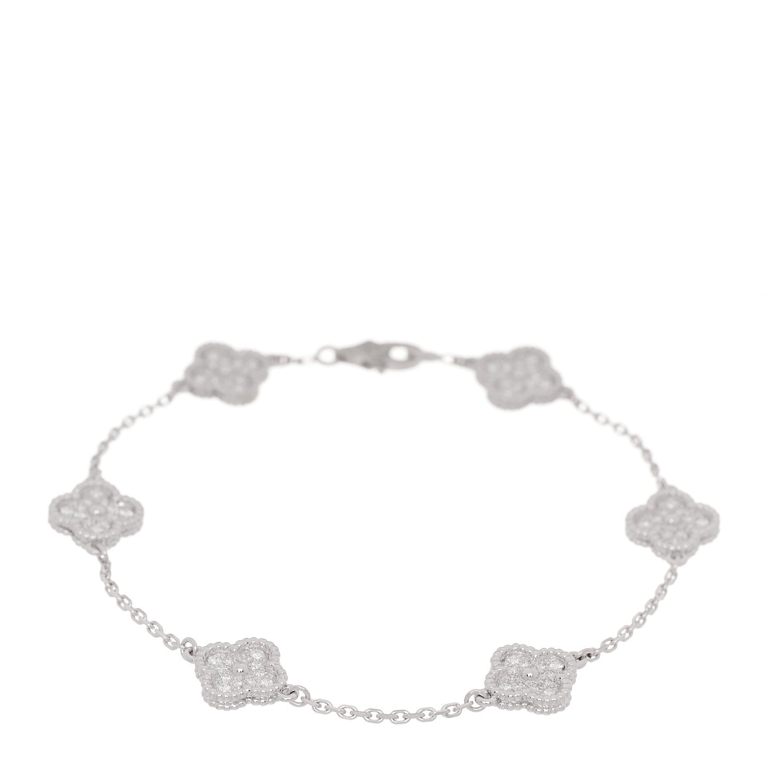 ヴァンクリーフ&アーペル スウィートアルハンブラ 6モチーフ ブレスレット ダイヤモンド 18K ホワイトゴールド VAN CLEEF & ARPELS SWEET ALHAMBRA 6 MOTIFS BRACELET DIAMOND 18K WHITE GOLD