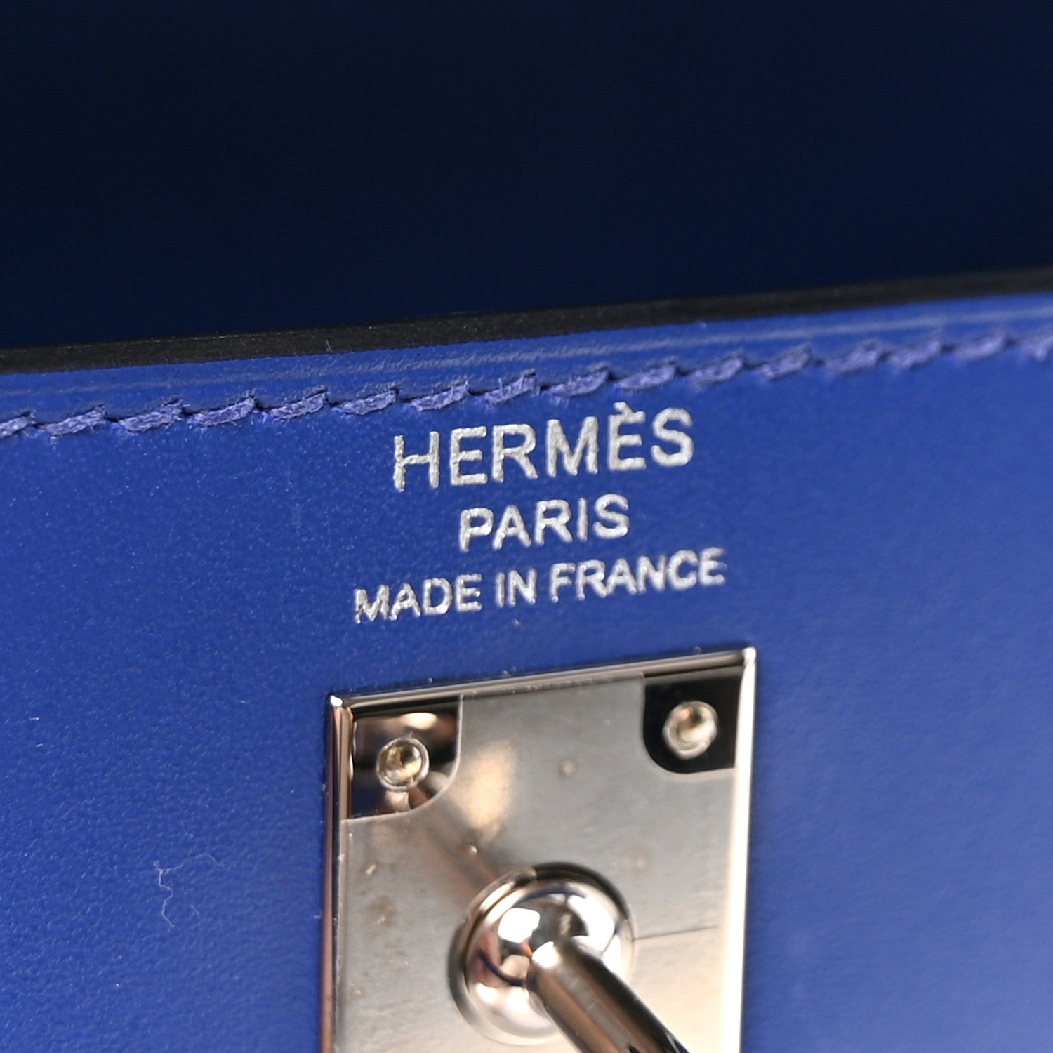 HERMES KELLY 25 SELLIER BLEU ELECTRIQUE BOX SILVER HARDWARE