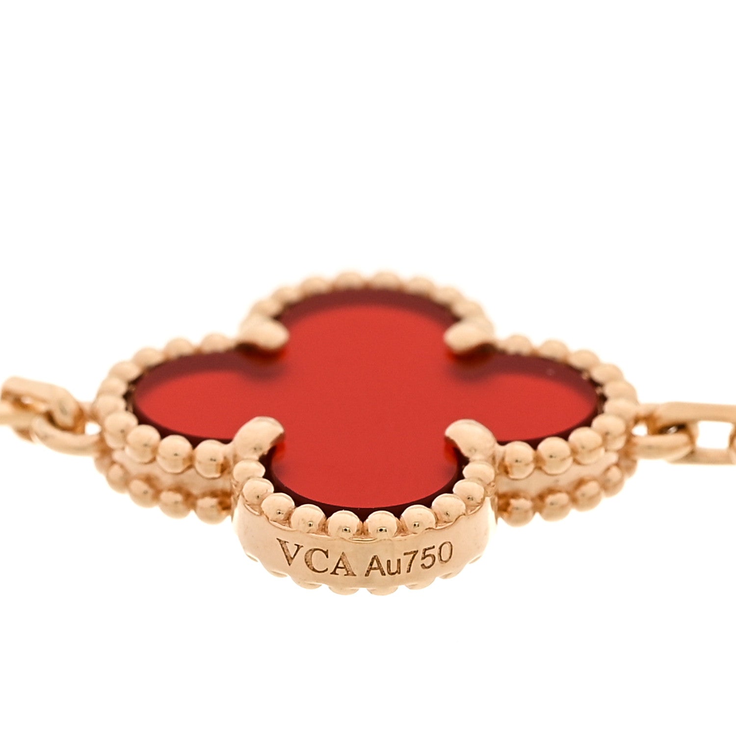 Van Cleef & Arpels 18K Yellow Gold Carnelian 5 Motif Vintage Alhambra Bracelet