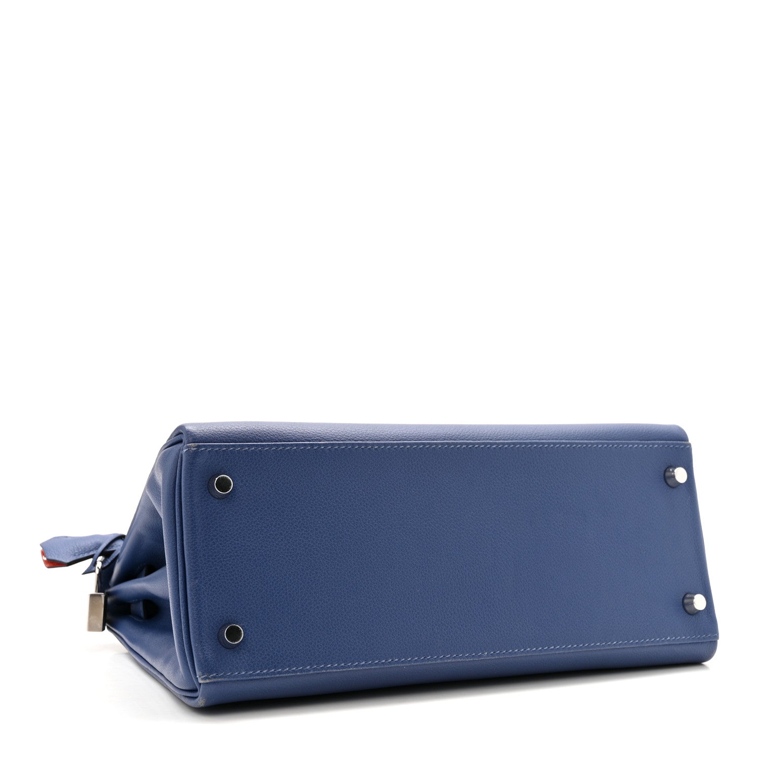 HERMES KELLY 28 RETOURNE VERSO BLEU BRIGHTON CAPUCINE EVERCOLOR SILVER HARDWARE