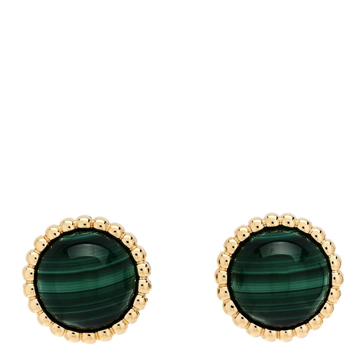 Van Cleef & Arpels Perlée Earrings Malachite 18K Yellow Gold