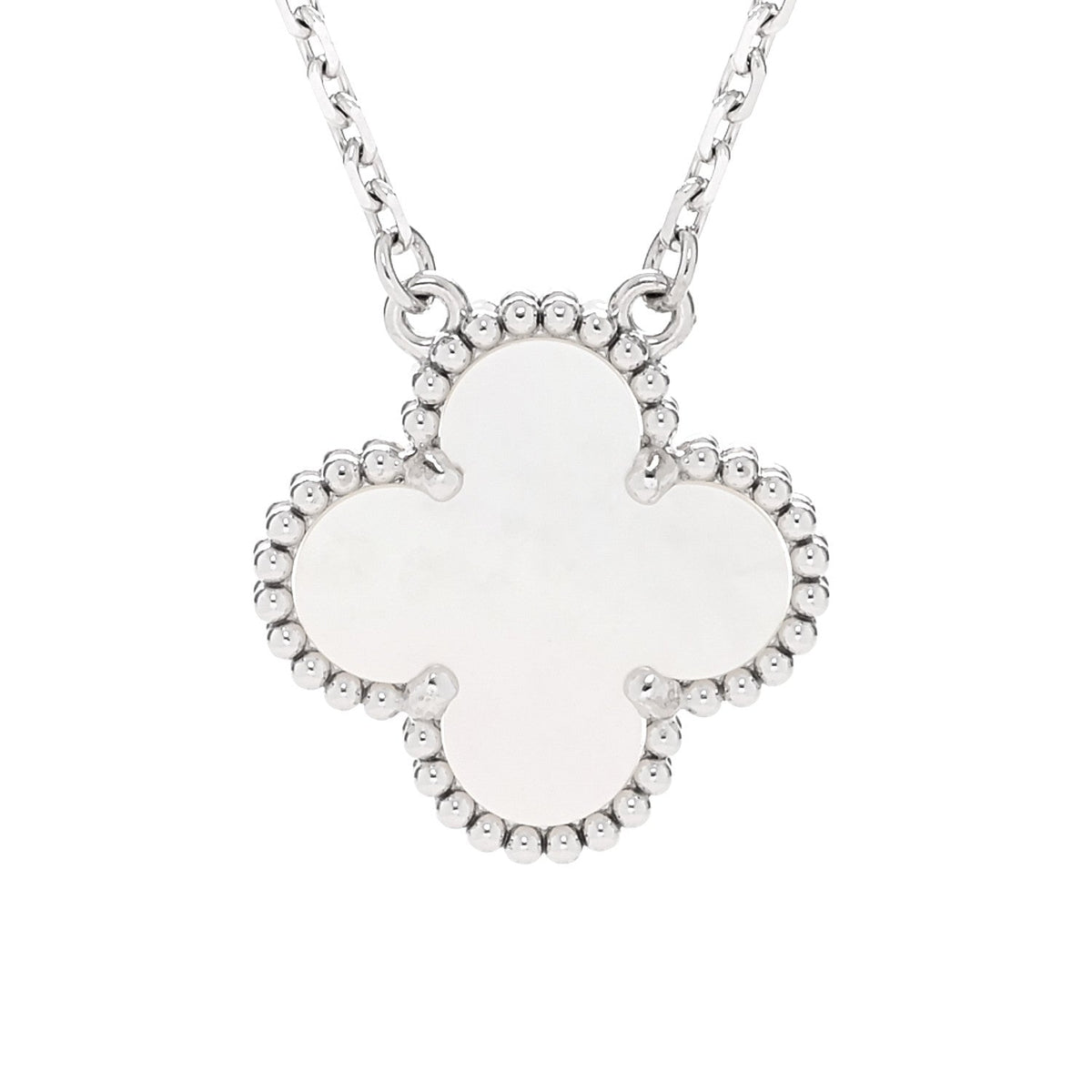 ヴァンクリーフ&アーペル ヴィンテージアルハンブラ ペンダントネックレス マザーオブパール 18K ホワイトゴールド VAN CLEEF & ARPELS VINTAGE ALHAMBRA PENDANT NECKLACE MOTHER OF PEARL 18K WHITE GOLD