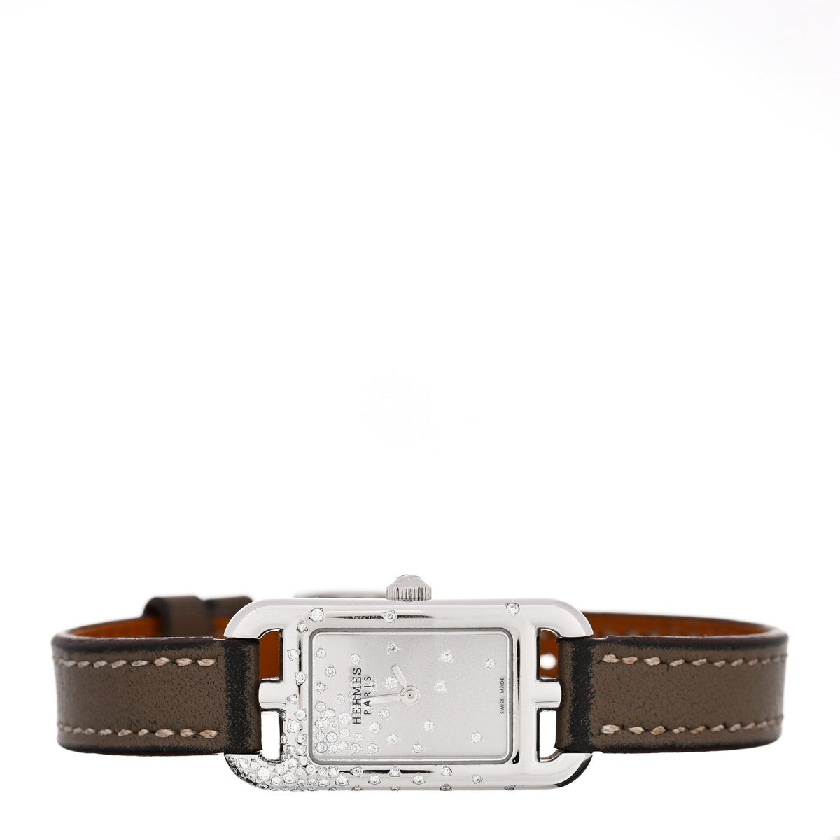 Hermes Nantucket 17MM Quartz Watch Etoupe Swift Stainless Steel
