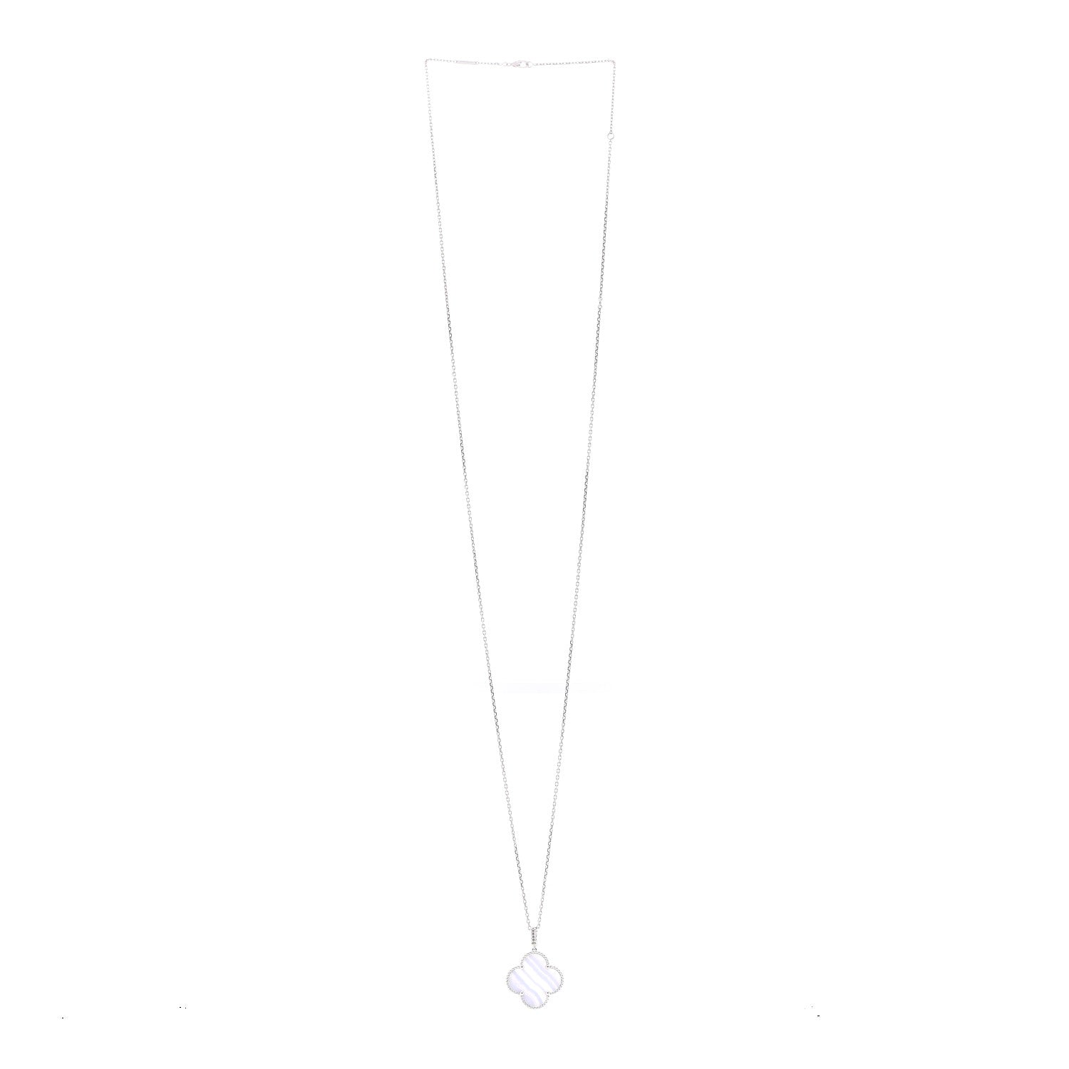 ヴァンクリーフ&アーペル マジックアルハンブラ ロングネックレス カルセドニー 18K ホワイトゴールド VAN CLEEF & ARPELS MAGIC ALHAMBRA LONG NECKLACE CHALCEDONY 18K WHITE GOLD