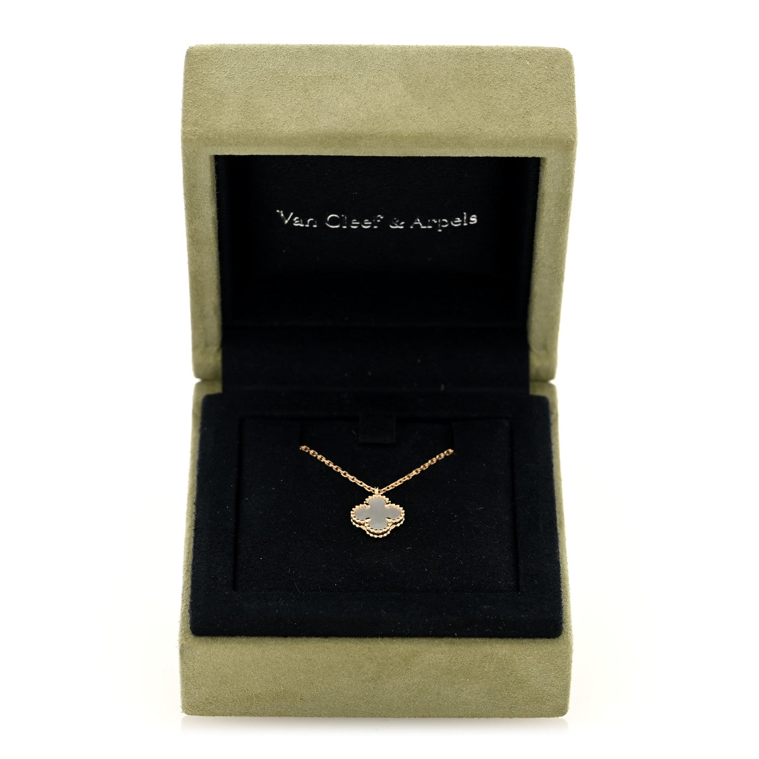 Van Cleef & Arpels 18K Yellow Gold Mother-of-Pearl Sweet Alhambra Pendant Necklace