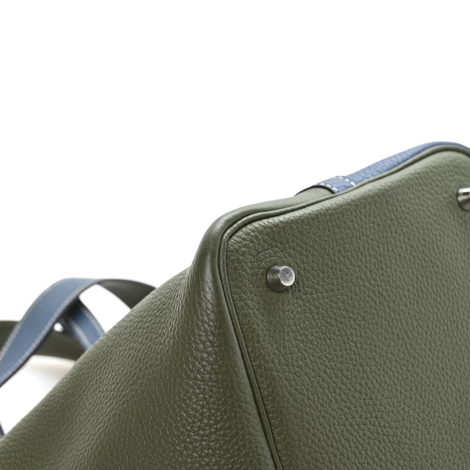HERMES PICOTIN LOCK MM 22 BLEU THALASSA CANOPEE TAURILLON CLEMENCE SILVER HARDWARE