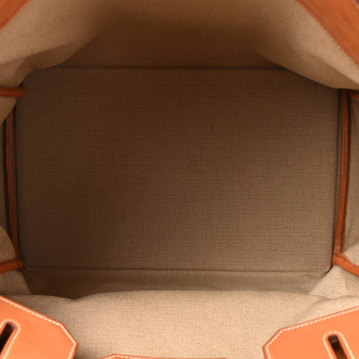 Hermes Birkin 40 Haut A Courroies HAC Fauve Paprika Barenia / Toile Gold Hardware