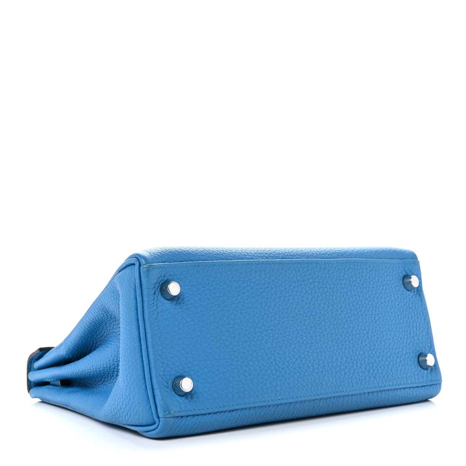 HERMES KELLY 25 RETOURNE BLEU FRIDA TOGO SILVER HARDWARE