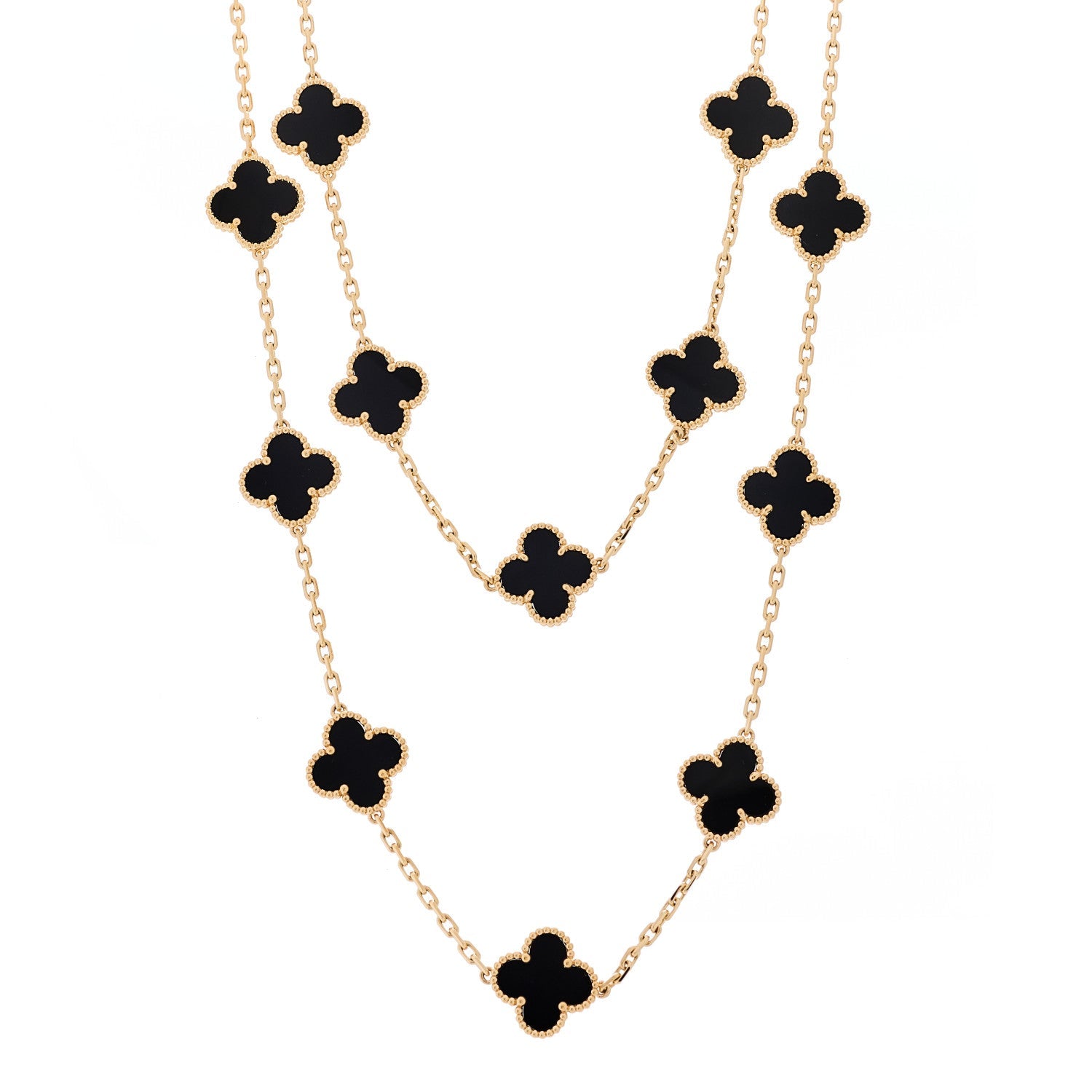 ヴァンクリーフ&アーペル ヴィンテージアルハンブラ 20モチーフ ネックレス ブラックオニキス 18K イエローゴールド VAN CLEEF & ARPELS VINTAGE ALHAMBRA 20 MOTIFS NECKLACE BLACK ONYX 18K YELLOW GOLD
