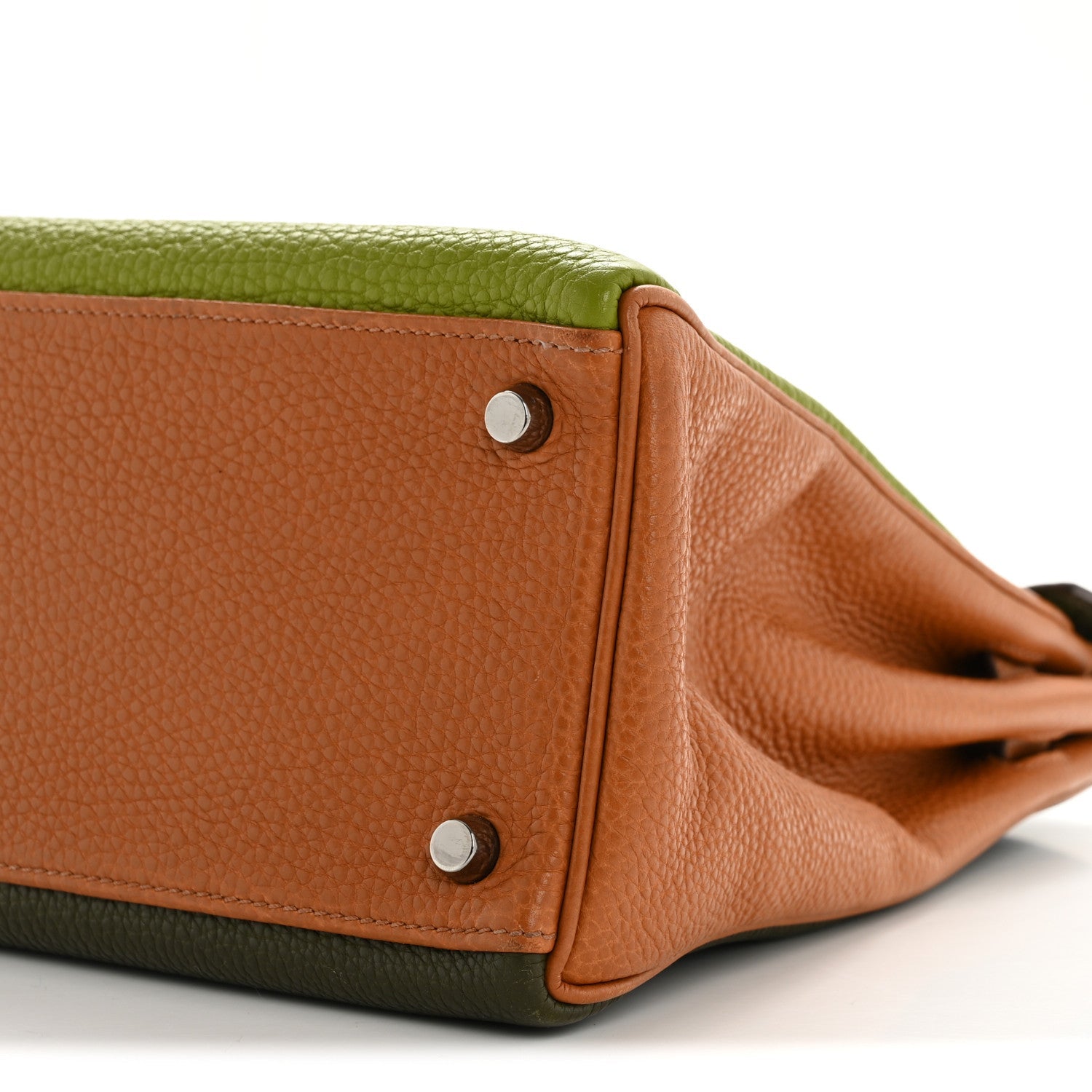 HERMES KELLY 32 SELLIER TRI-COLOR VERT ANIS GOLD VERT OLIVE FJORD / TOGO BLACK HARDWARE