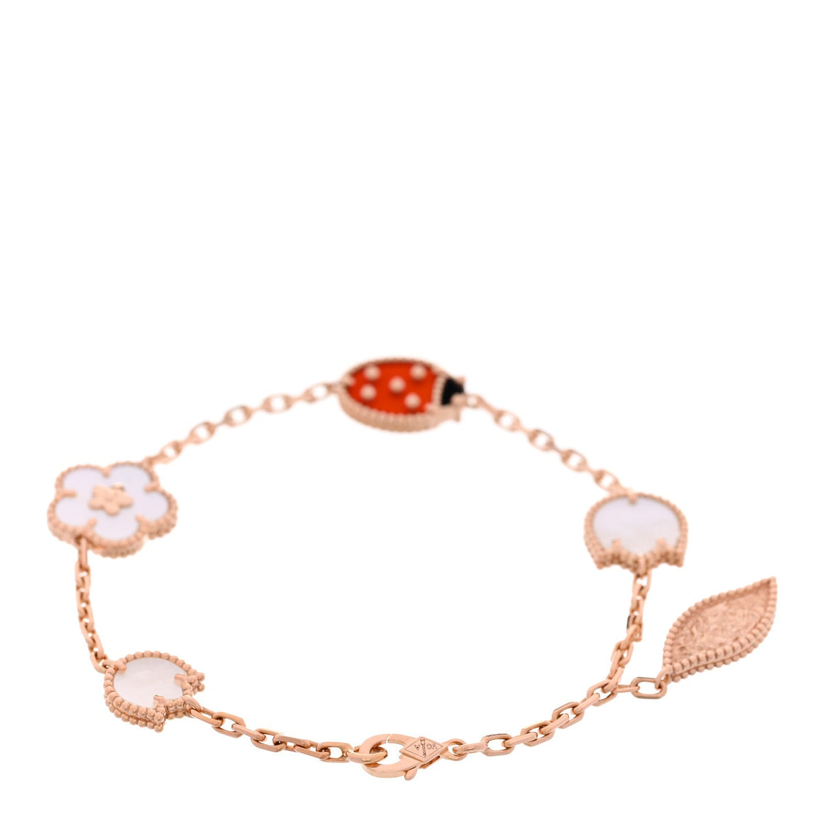 Van Cleef & Arpels Lucky Spring 5 Motifs Bracelet, Multicolor, 18K Rose Gold