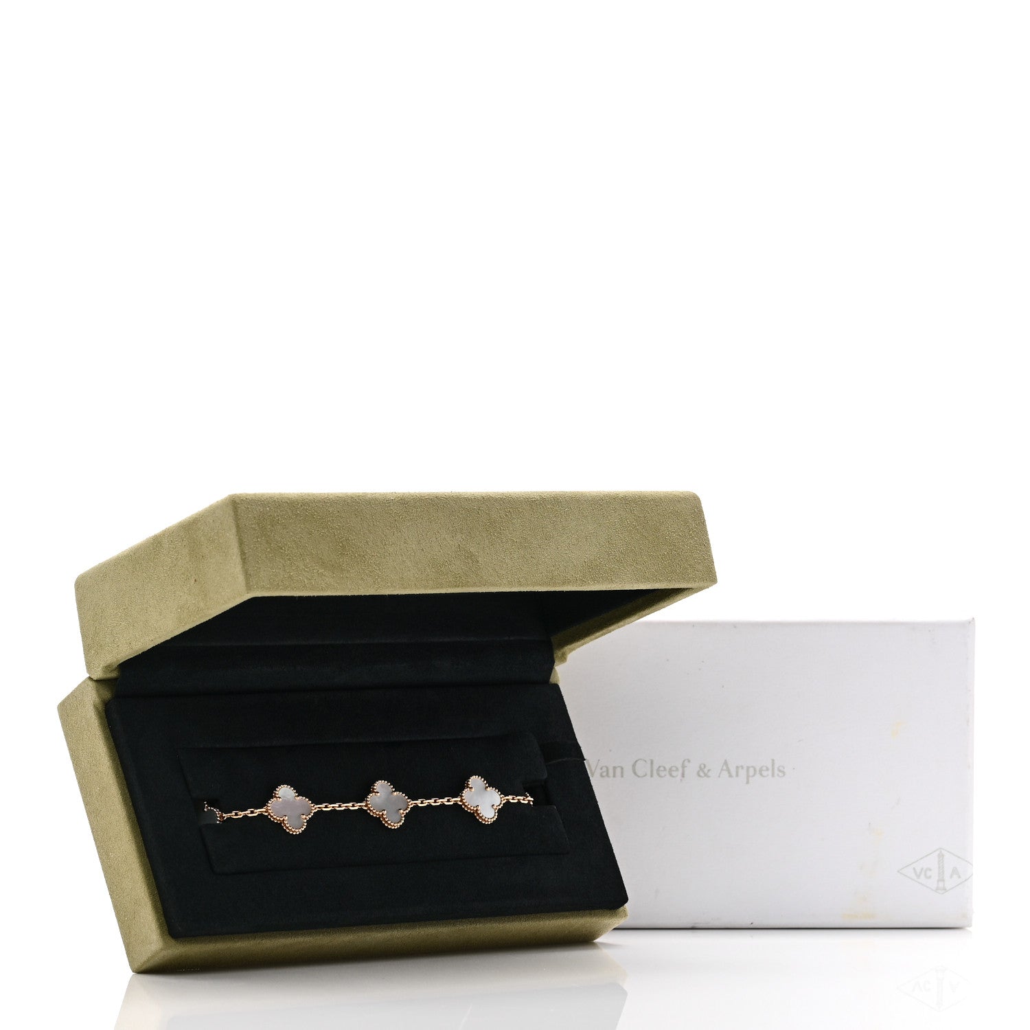 Van Cleef & Arpels 18K Yellow Gold Mother-of-Pearl 5-Motif Vintage Alhambra Bracelet