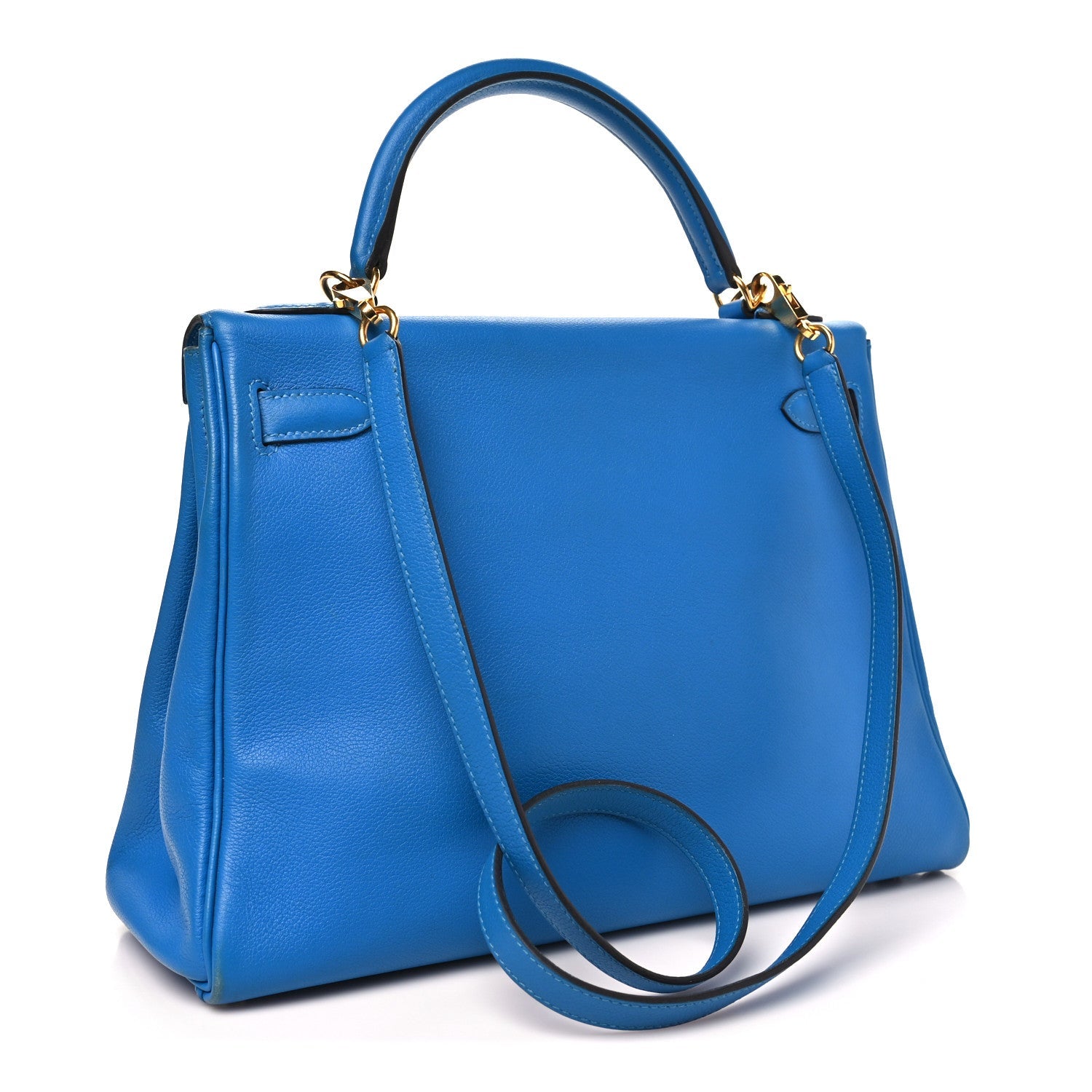 エルメス ケリー32 内縫い Bleu Zanzibar エバーカラー ゴールド金具 HERMES KELLY32 RETOURNE BLEU ZANZIBAR EVERCOLOR GOLD HARDWARE