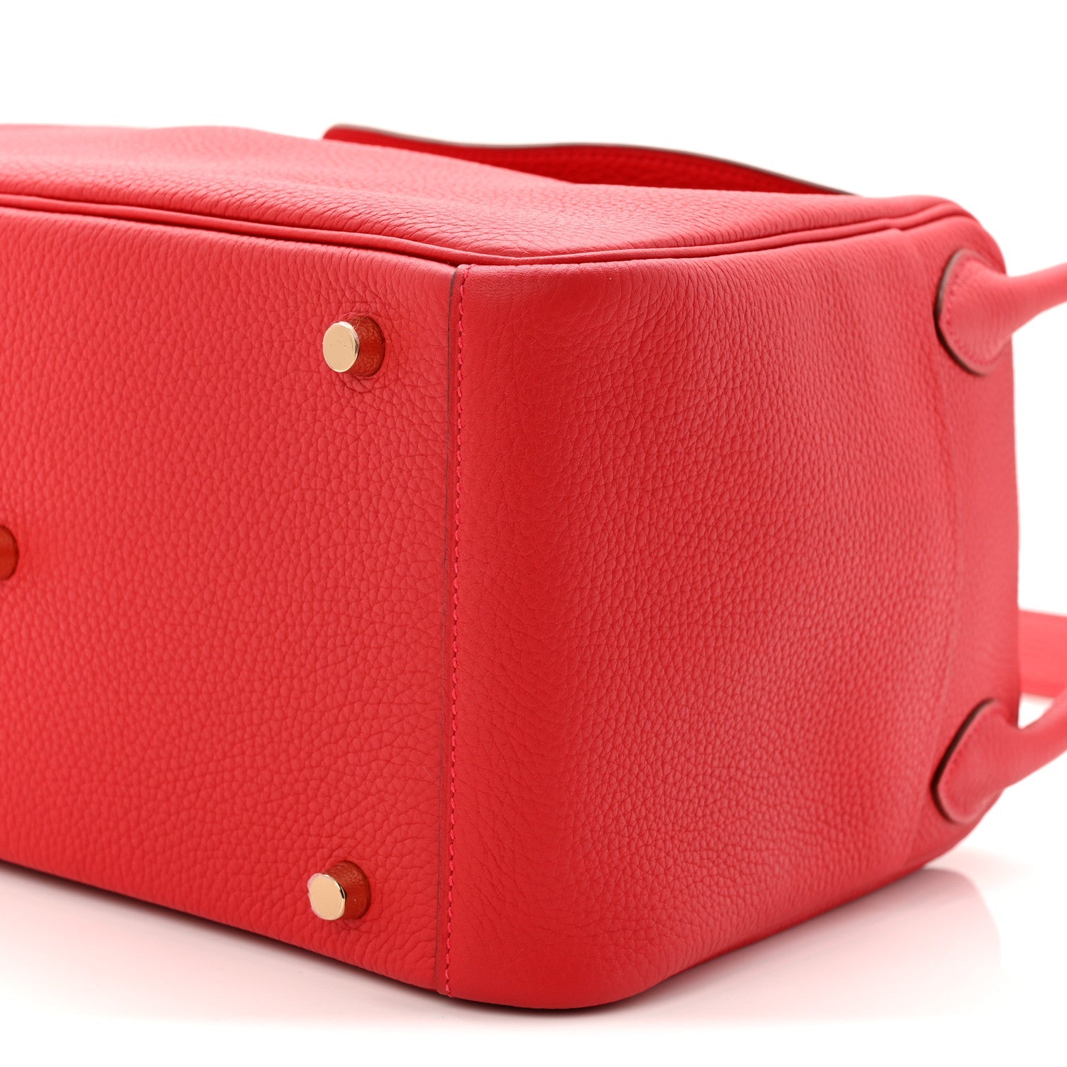 HERMES LINDY 30 ROUGE CASAQUE TAURILLON CLEMENCE GOLD HARDWARE