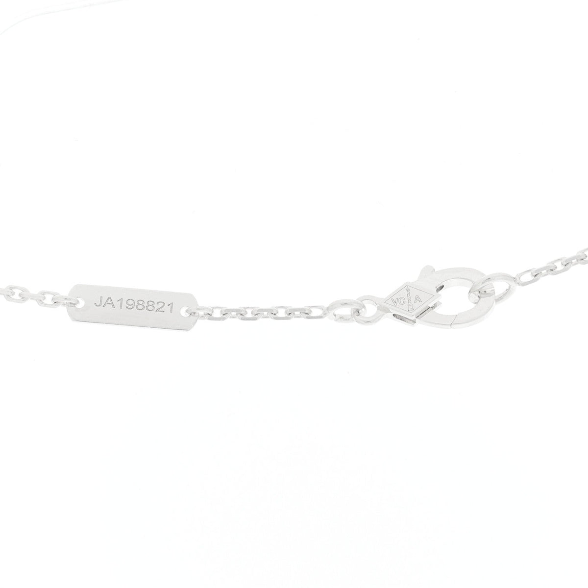 Van Cleef & Arpels Vintage Alhambra Pendant Necklace Chalcedony 18K White Gold