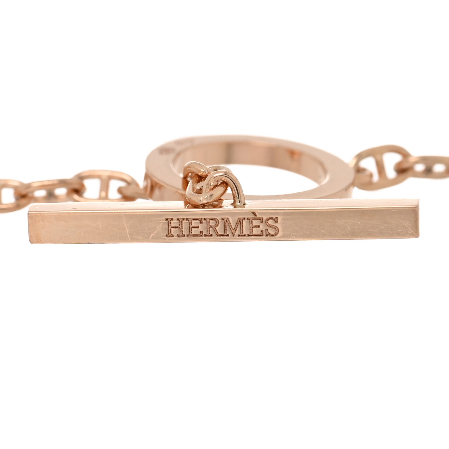 エルメス 18K ローズ ゴールド ダイヤモンド チェーン ダンクル コンター ブレスレット