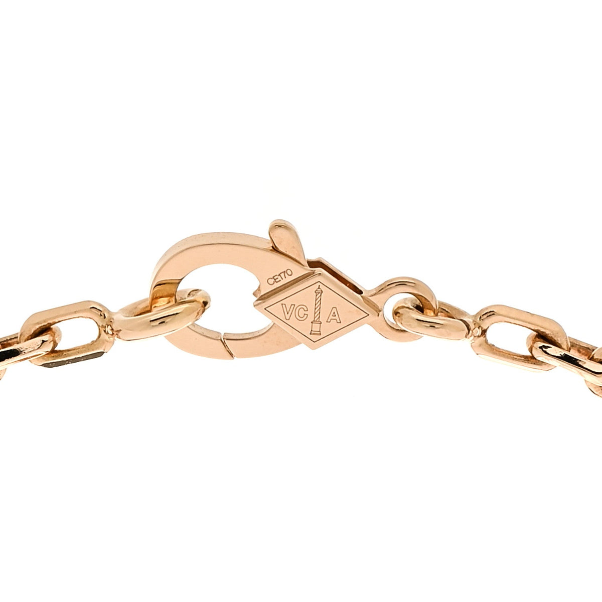 Van Cleef & Arpels Vintage Alhambra 5 Motifs Bracelet Pink Enamel 18K Yellow Gold