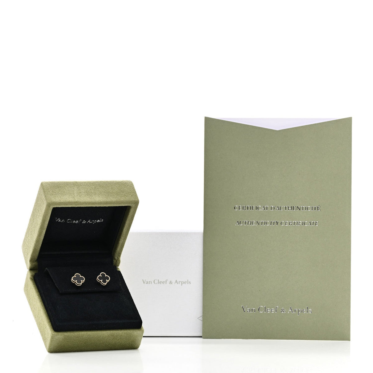 VAN CLEEF & ARPELS SWEET ALHAMBRA EARRINGS BLACK ONYX 18K YELLOW GOLD