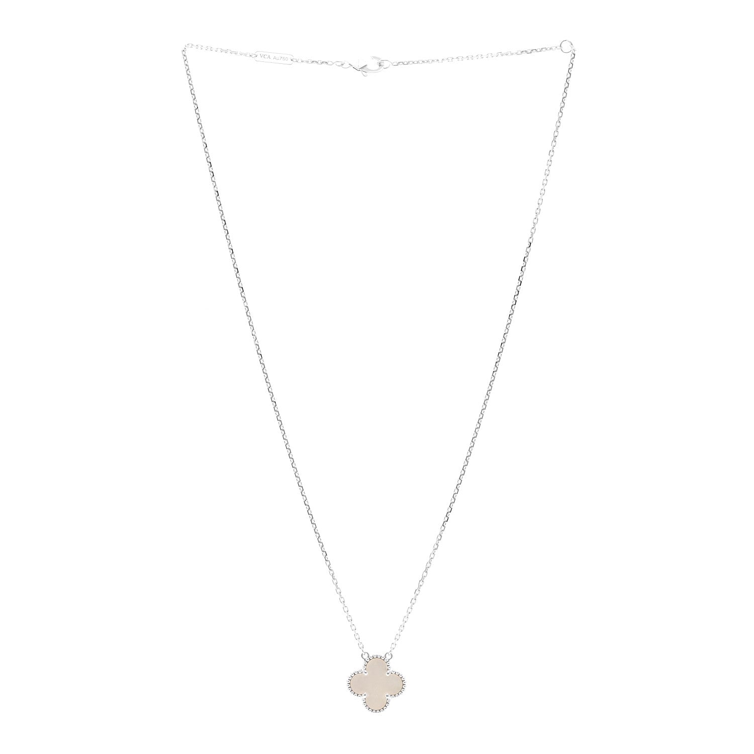 ヴァンクリーフ&アーペル ヴィンテージアルハンブラ ペンダントネックレス マザーオブパール 18K ホワイトゴールド VAN CLEEF & ARPELS VINTAGE ALHAMBRA PENDANT NECKLACE MOTHER OF PEARL 18K WHITE GOLD