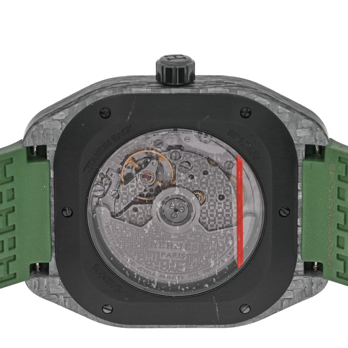 Hermes H08 Watch 39MM Vert Rubber Glass Fiber Ceramic