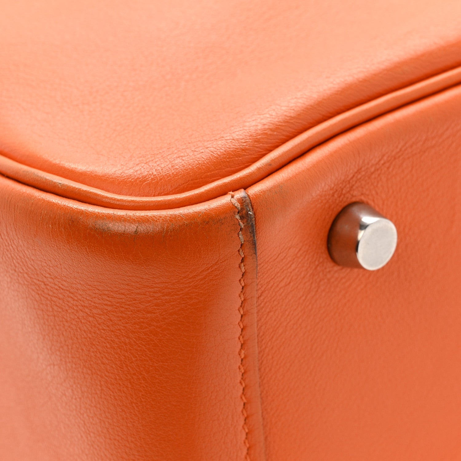 HERMES LINDY 30 ORANGE SWIFT SILVER HARDWARE