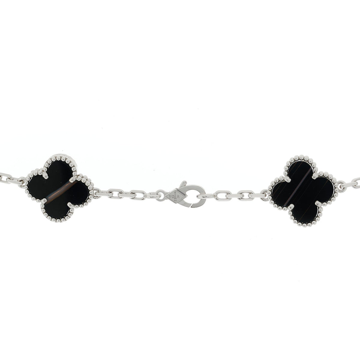 Van Cleef & Arpels Vintage Alhambra 20 Motifs Necklace, Black Onyx, 18K White Gold