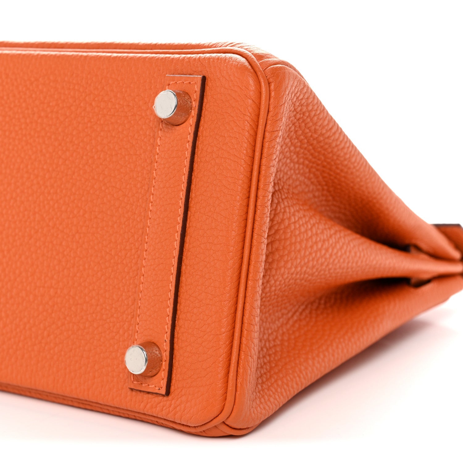 HERMES BIRKIN 25 ORANGE TOGO SILVER HARDWARE