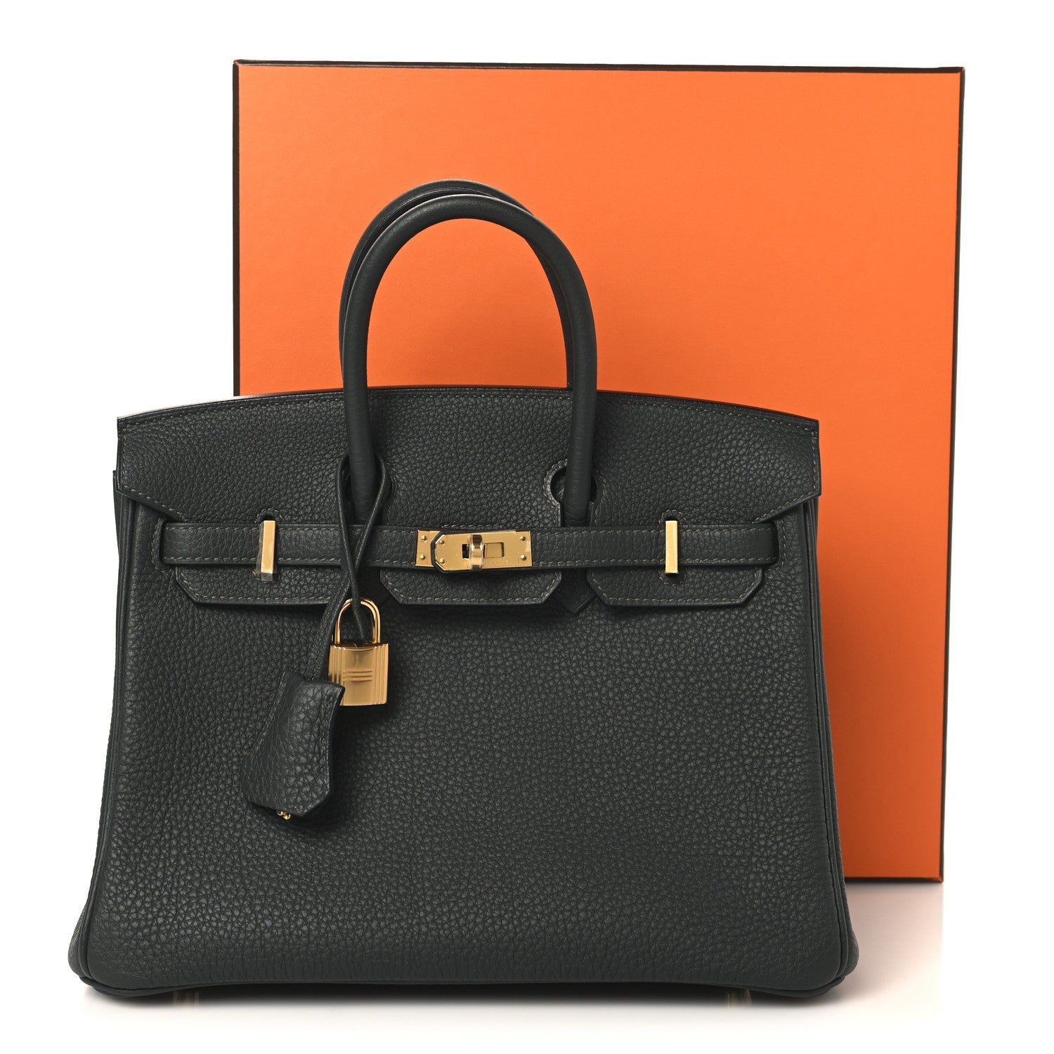 HERMES BIRKIN 25 VERT FONCE TOGO GOLD HARDWARE
