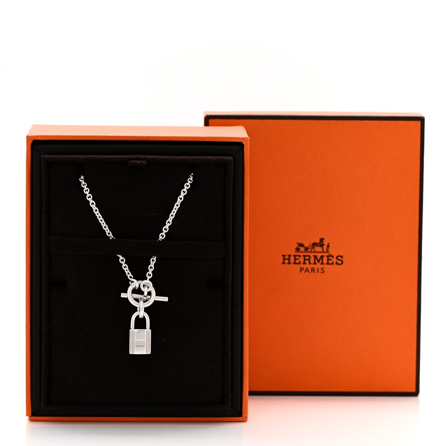 Hermès Sterling Silver Cadenas Kelly Lock Pendant Necklace