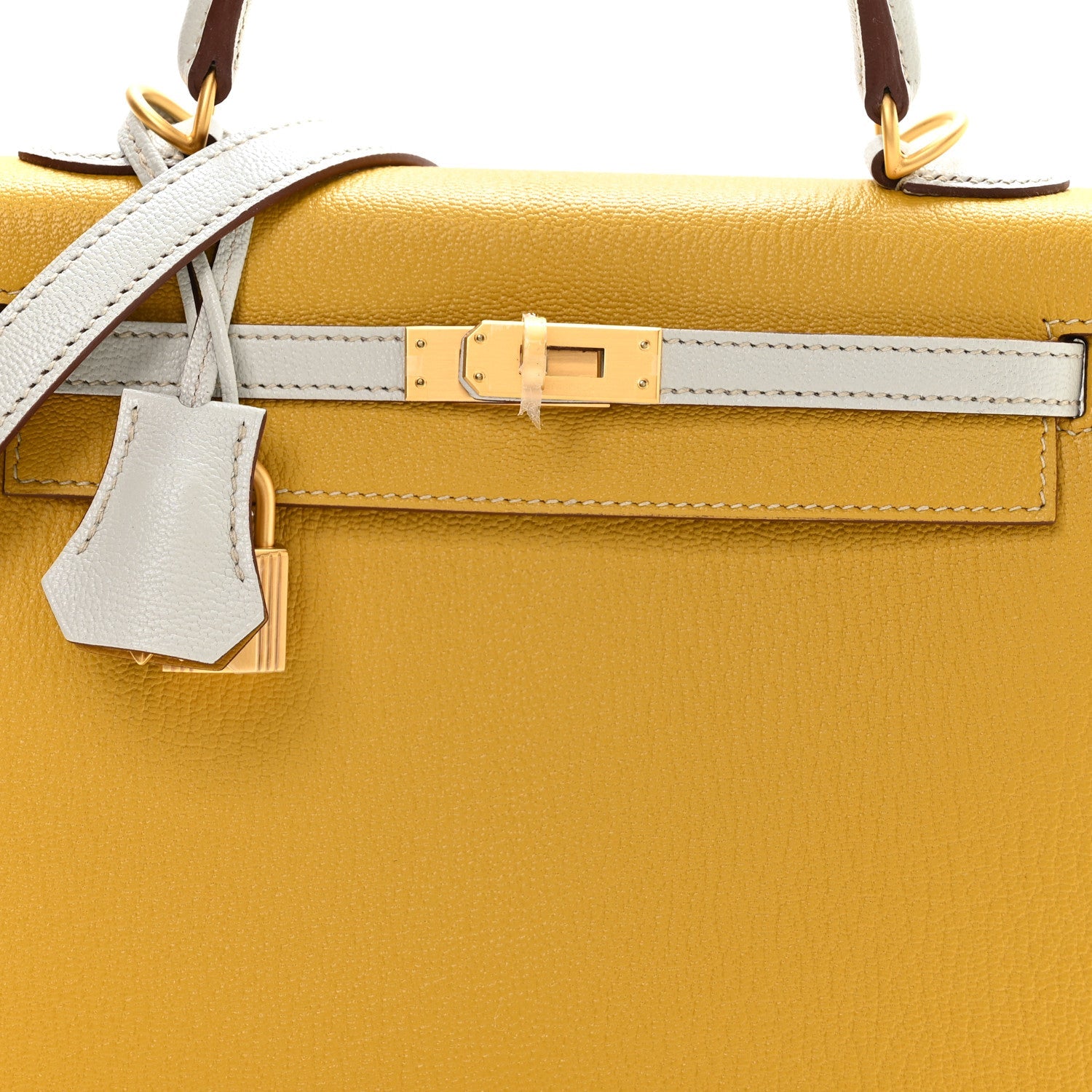 エルメス ケリー 25 HSS パーソナルオーダー 外縫い Jaune Ambre Bleu Glacier シェーブルミゾール シャンパンゴールド金具 HERMES KELLY 25 HSS PERSONAL ORDER SELLIER JAUNE AMBRE BLEU GLACIER CHEVRE MYSORE BRUSHED GOLD HARDWARE