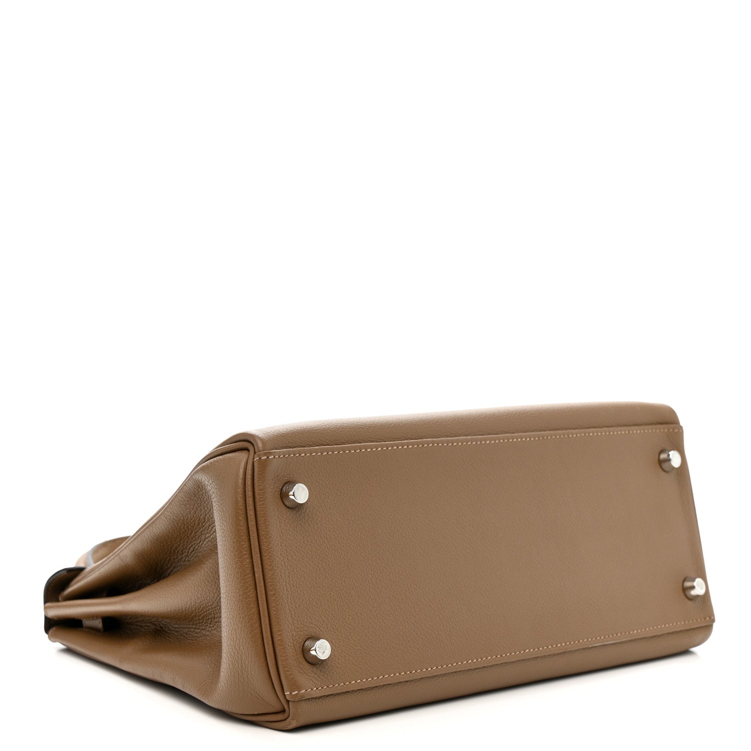 HERMES KELLY 28 RETOURNE BEIGE DE WEIMAR EVERCOLOR SILVER HARDWARE