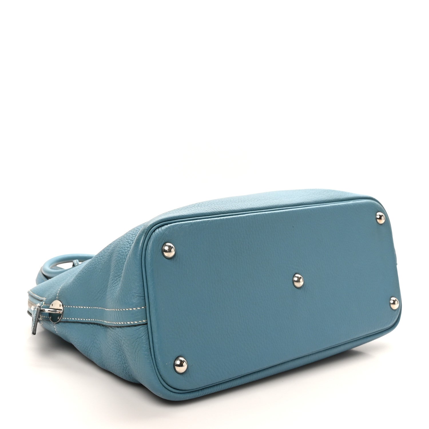 HERMES BOLIDE 31 BLEU JEAN TAURILLON CLEMENCE SILVER HARDWARE