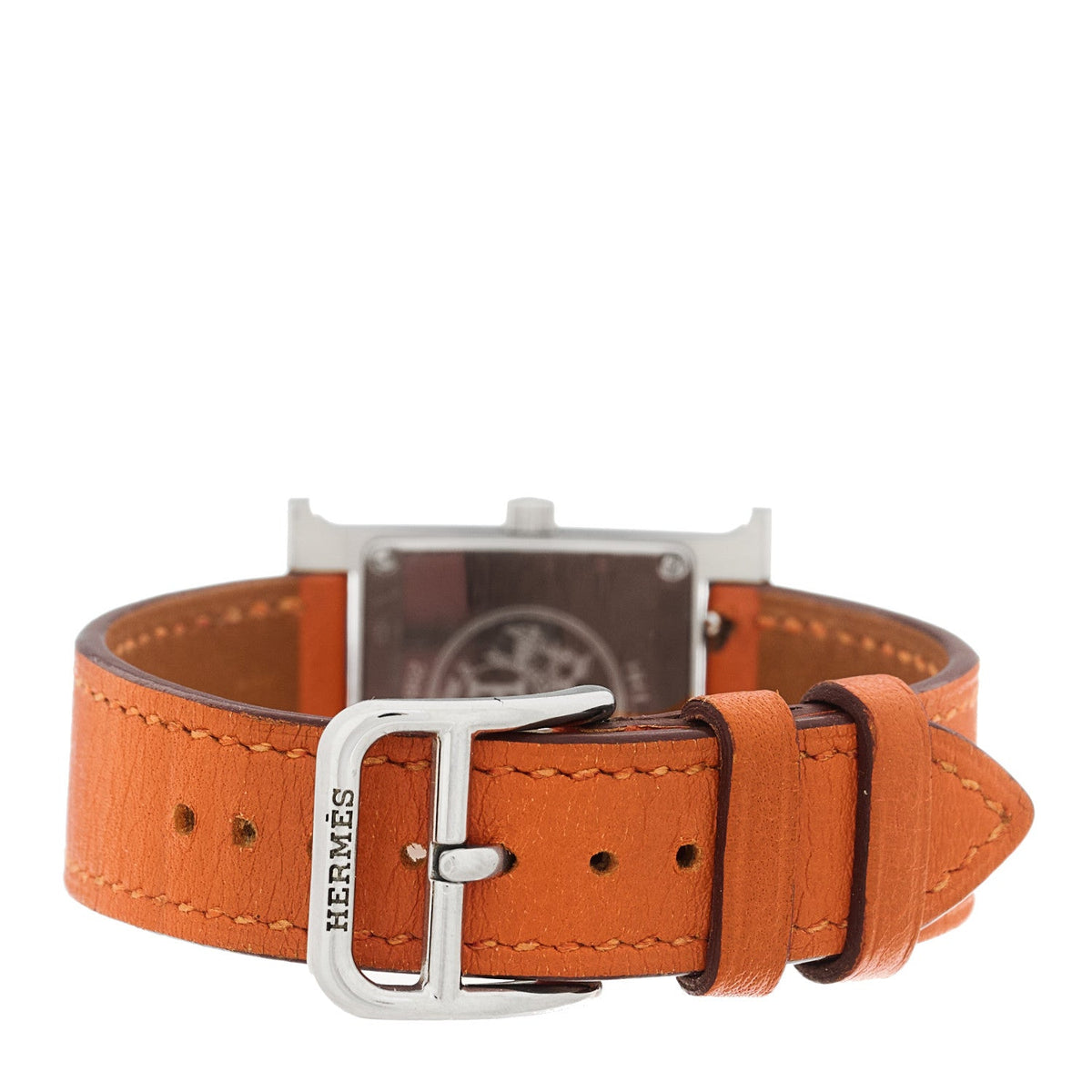 Hermes Heure H 21MM Quartz Watch Orange Swift Stainless Steel