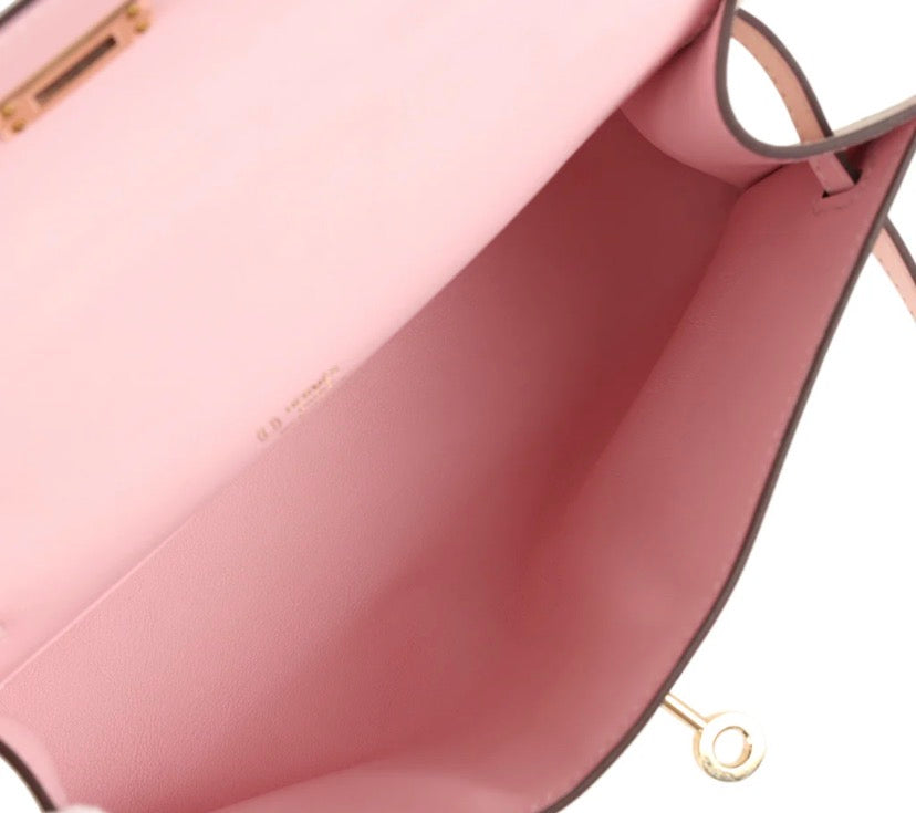 HERMES KELLY POCHETTE HSS PERSONAL ORDER CRAIE ROSE SAKURA SWIFT PERMABRASS CHAMPAGNE GOLD HARDWARE